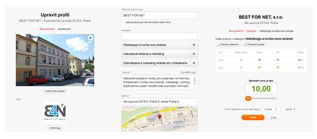 Administrační rozhraní nové Firmy.cz Administrační rozhraní nové Firmy.cz